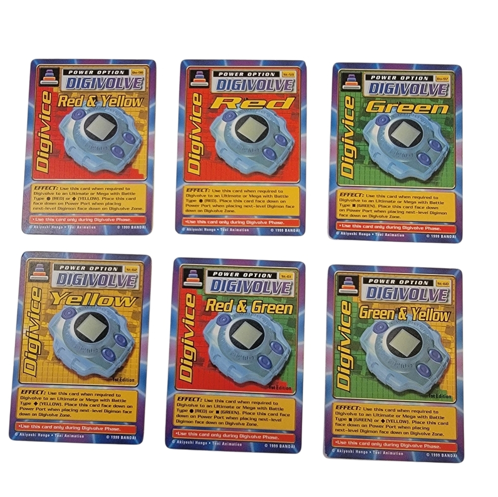(6) 1999 DIGIMON Digivice Digivolve Trading Card Lot Vintage Bandai